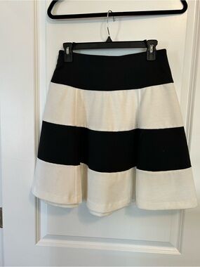 Elle Black and Cream Wide-Stripe A-Line Skirt